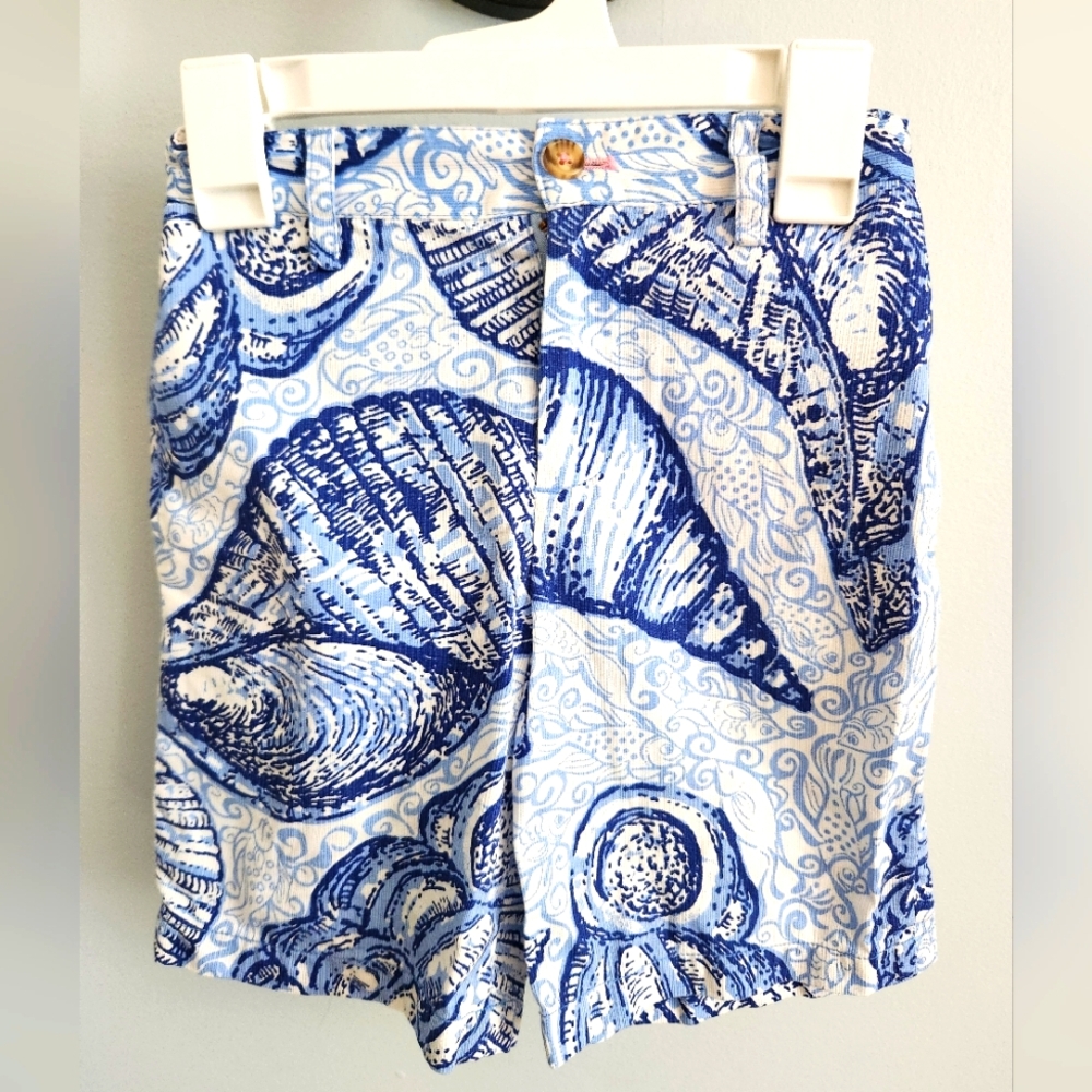 Lilly Pulitzer Blue Seashell Pattern Kids Shorts